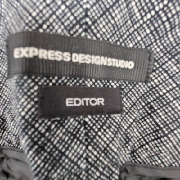 Express Design Studio Editor Capri sz 2 Cropped Pant Black Gray Patterned Cotton - Picture 3 of 13